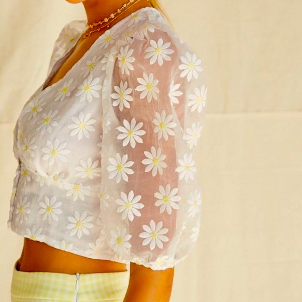 Forever 21 crop top with embroidery flower detail